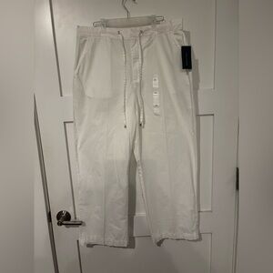 NWT Tommy Hilfiger Mykonos White Cotton Drawstring Pants Women Size 14 Wide Leg